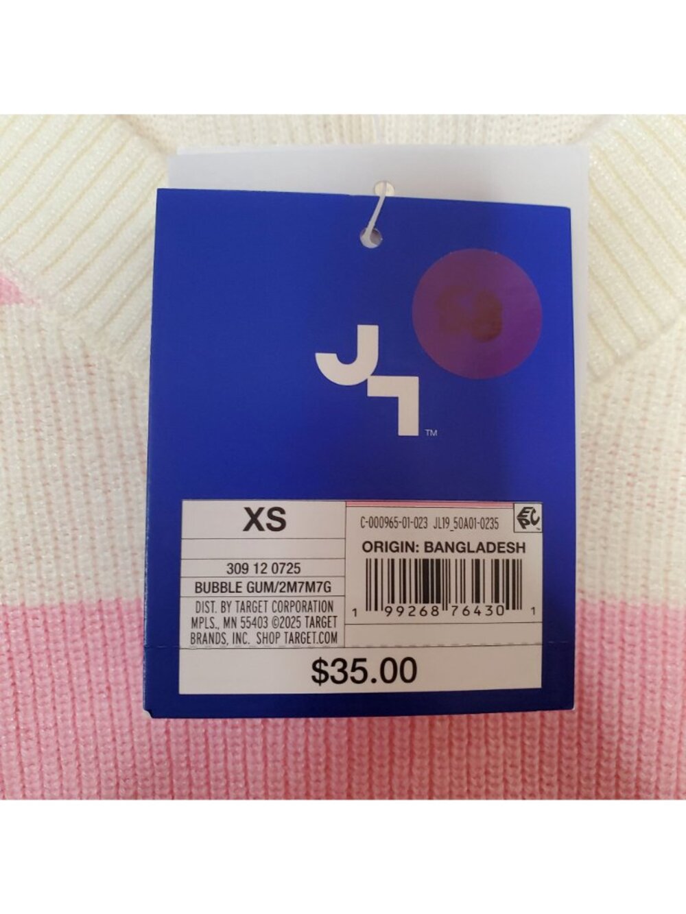 JoyLab Women's XS Pink & Cream Striped V-Neck Sweater Oversized - Picture 7 of 8